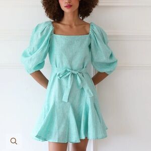 Anais Dress in Green Stripe 
M